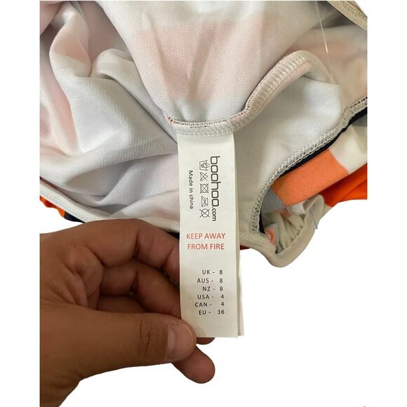 Boohoo Maternity Off The Shoulder Ruffle Stripe White Swimsuit Size 4 - NWT - Picture 7 of 8